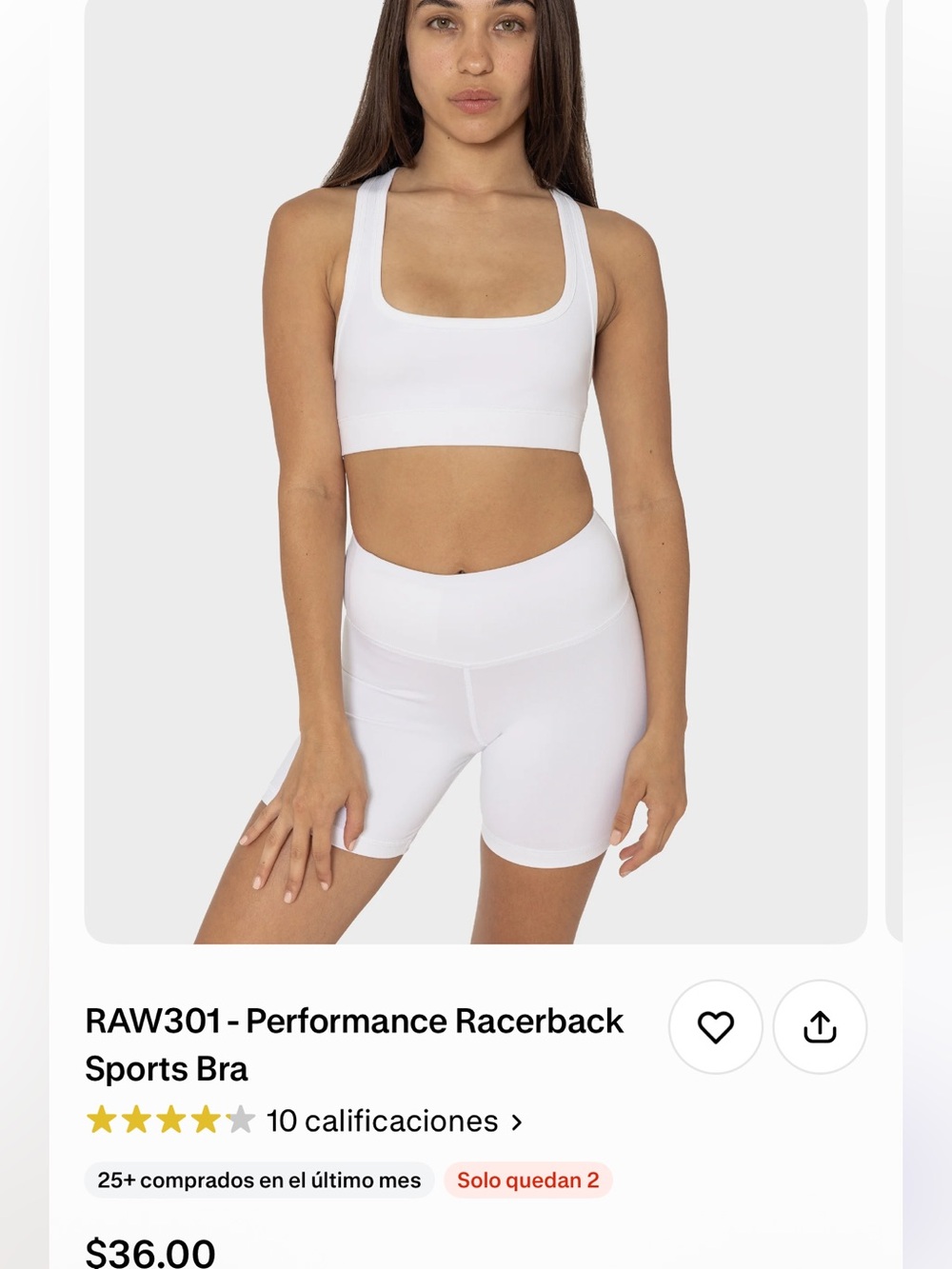 Los Angeles Apparel White Racerback Sports Bra